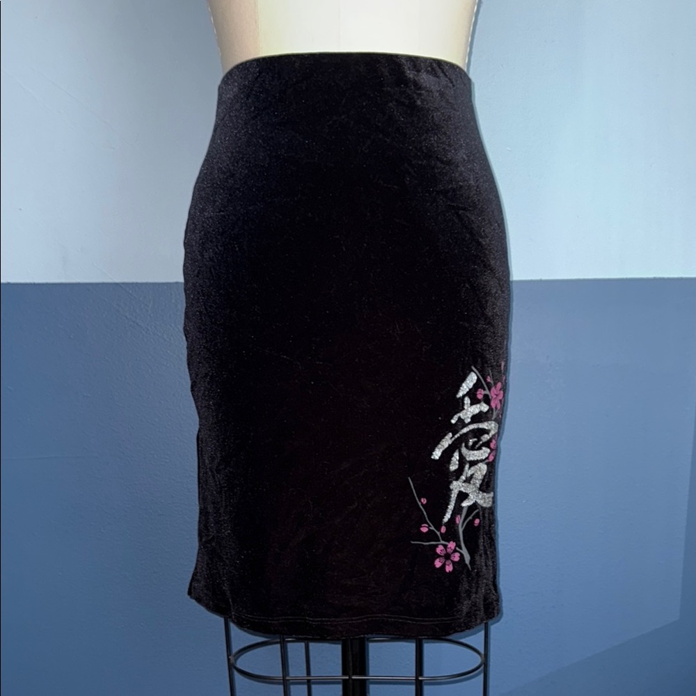 Vintage 90s Black Knee-Length Pencil Skirt